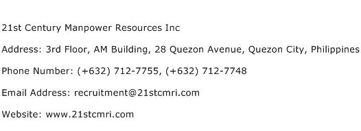 21st Century Manpower Resources Inc Address Contact Number
