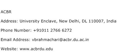 ACBR Address Contact Number