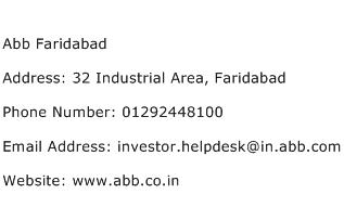 Abb Faridabad Address Contact Number