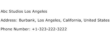 Abc Studios Los Angeles Address Contact Number
