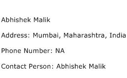 Abhishek Malik Address Contact Number