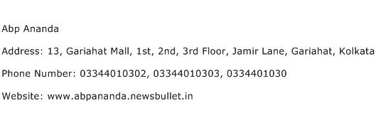 Abp Ananda Address Contact Number
