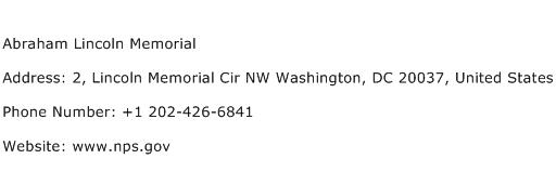 Abraham Lincoln Memorial Address Contact Number