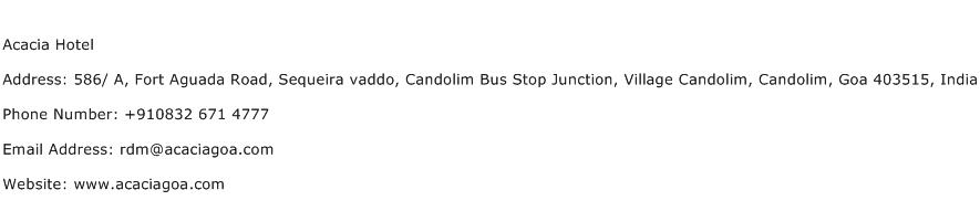 Acacia Hotel Address Contact Number