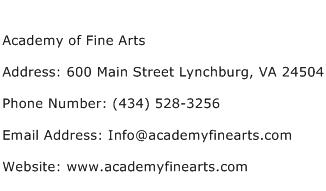 Academy of Fine Arts Address Contact Number