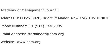 Academy of Management Journal Address Contact Number