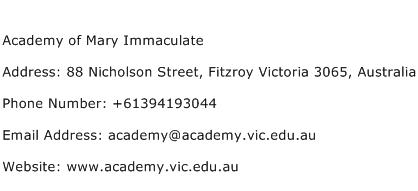 Academy of Mary Immaculate Address Contact Number