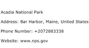 Acadia National Park Address Contact Number