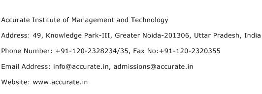 Accurate Institute of Management and Technology Address Contact Number