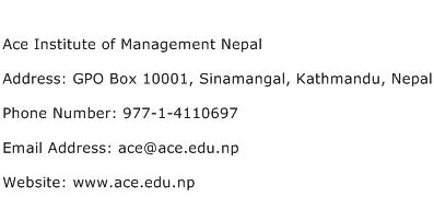 Ace Institute of Management Nepal Address Contact Number