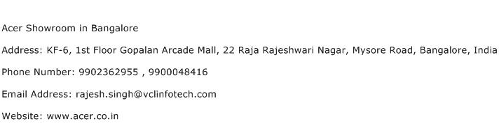Acer Showroom in Bangalore Address Contact Number