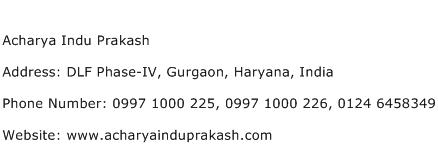 Acharya Indu Prakash Address Contact Number