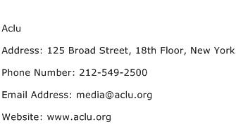 Aclu Address Contact Number