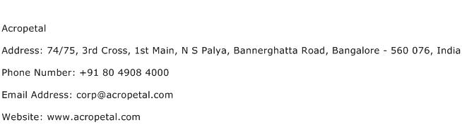 Acropetal Address Contact Number