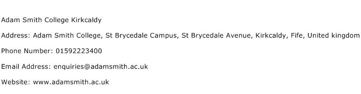 Adam Smith College Kirkcaldy Address Contact Number