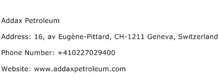 Addax Petroleum Address Contact Number