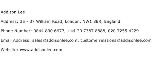 Addison Lee Address Contact Number