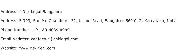 Address of Dsk Legal Bangalore Address Contact Number