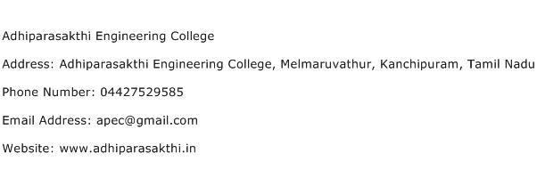 Adhiparasakthi Engineering College Address Contact Number