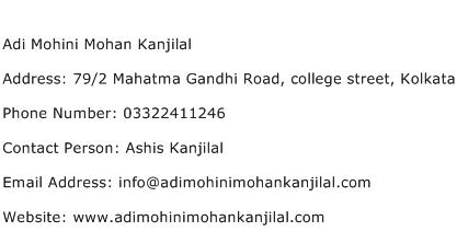 Adi Mohini Mohan Kanjilal Address Contact Number