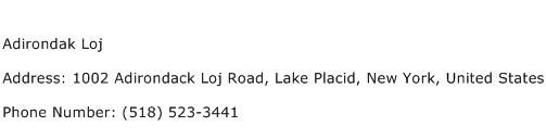 Adirondak Loj Address Contact Number