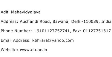 Aditi Mahavidyalaya Address Contact Number