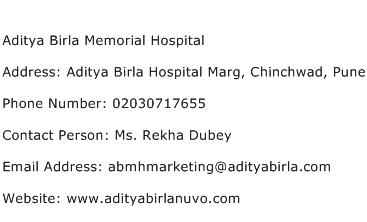 Aditya Birla Memorial Hospital Address Contact Number