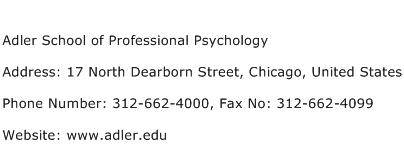 Adler School of Professional Psychology Address Contact Number