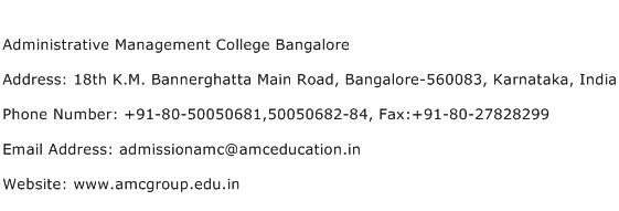 Administrative Management College Bangalore Address Contact Number