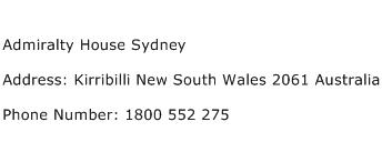 Admiralty House Sydney Address Contact Number