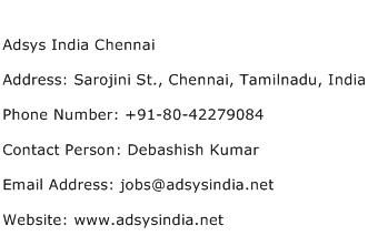 Adsys India Chennai Address Contact Number