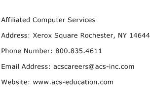 Affiliated Computer Services Address Contact Number
