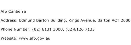 Afp Canberra Address Contact Number