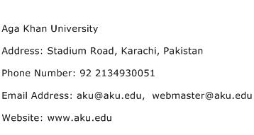 Aga Khan University Address Contact Number