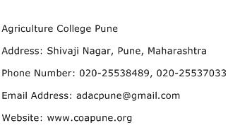 Agriculture College Pune Address Contact Number