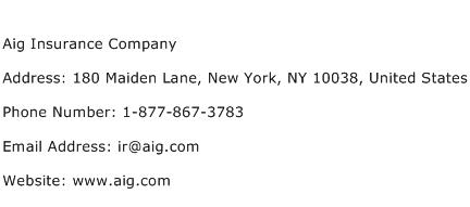 Aig Insurance Company Address Contact Number