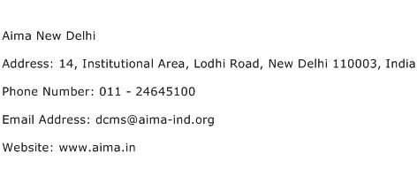 Aima New Delhi Address Contact Number