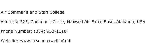 Air Command and Staff College Address Contact Number