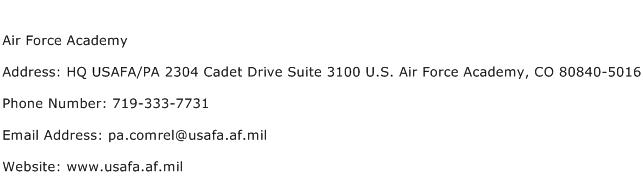 Air Force Academy Address Contact Number