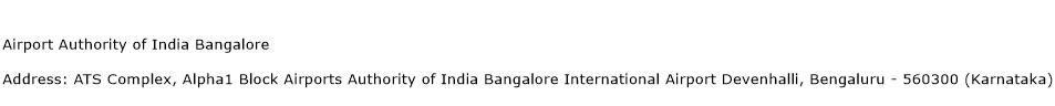 Airport Authority of India Bangalore Address Contact Number
