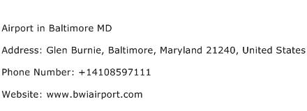 Airport in Baltimore MD Address Contact Number