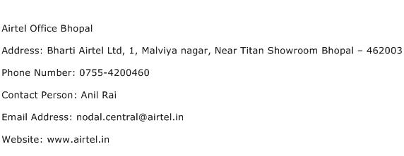 Airtel Office Bhopal Address Contact Number