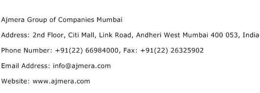 Ajmera Group of Companies Mumbai Address Contact Number
