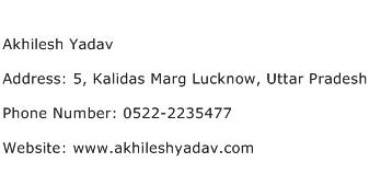 Akhilesh Yadav Address Contact Number