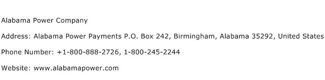 Alabama Power Company Address Contact Number