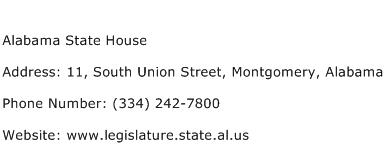 Alabama State House Address Contact Number