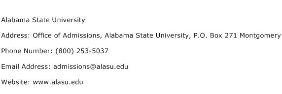 Alabama State University Address Contact Number