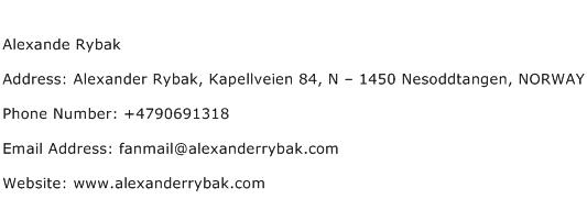 Alexande Rybak Address Contact Number