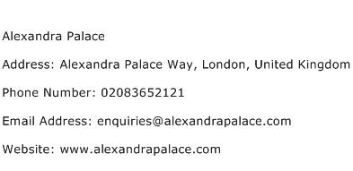 Alexandra Palace Address Contact Number