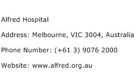 Alfred Hospital Address Contact Number